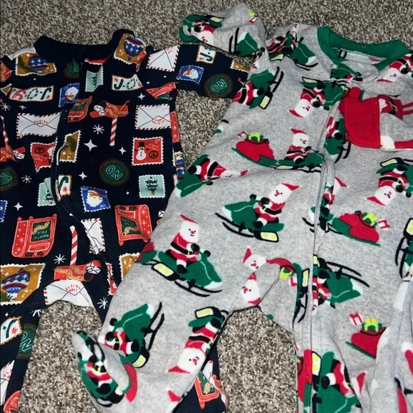 Baby Christmas Pajamas 0-3M 🎄 Carter’s Old Navy Holiday Sleeper Bundle 3pc - Picture 3 of 4